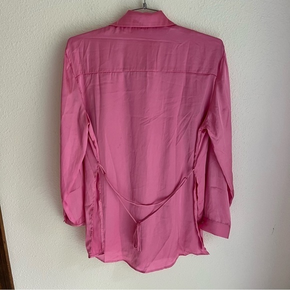 NWT Amazing Lace Pink Satin Shirt Dress - Picture 2 of 10